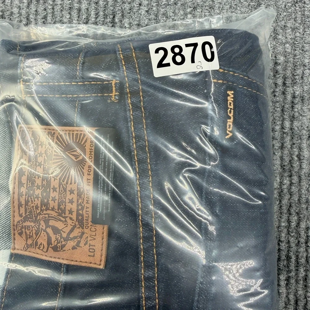 Volcom Vorta Jeans Mens 34 (35x30 ACTUAL) Slim Straight Blue Denim Dark Wash